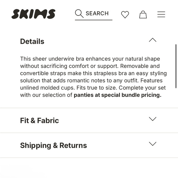 Skims Ultra Fine Mesh Unlined Strapless Bra Bronze 38A - Picture 4 of 5